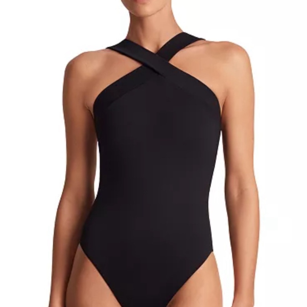 Black Halter One Piece Swim